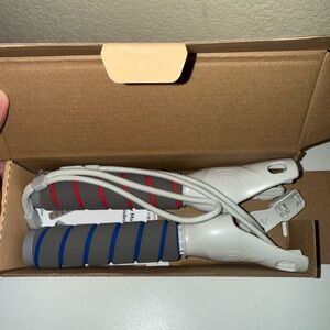 Gray and Blue Handheld oculus joysticks